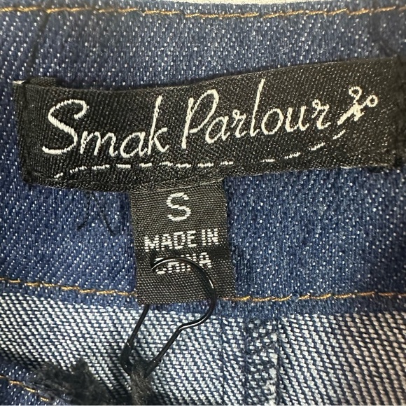 Smak Parlour Unique Vintage NWT NEW Denim Scallop Hem Suspender Mini Skirt Small - Picture 9 of 16